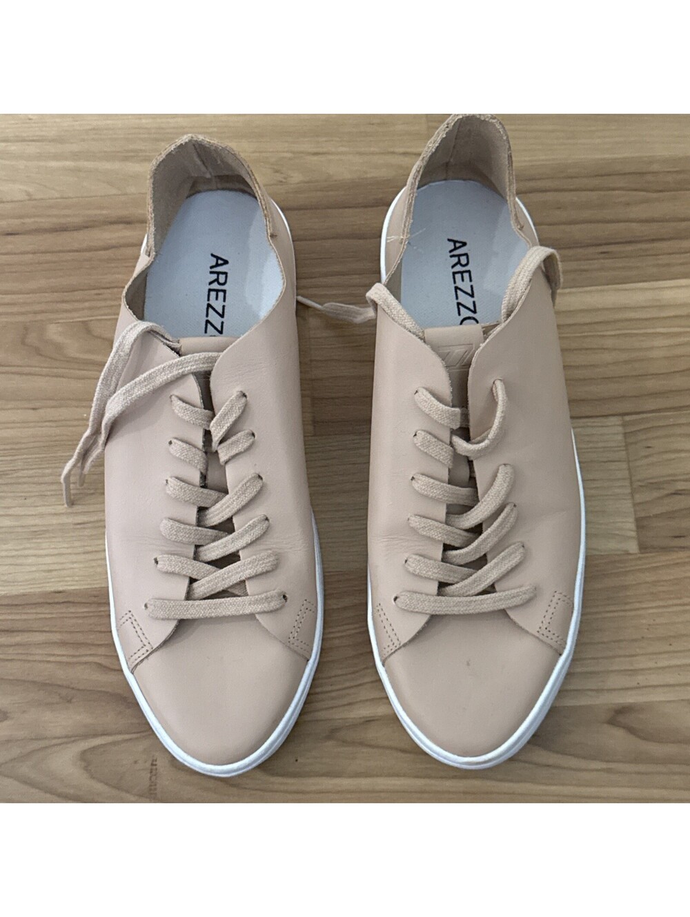 Arezzo True Sand Leather Lace-Up Sneakers - Women's Size EU 41